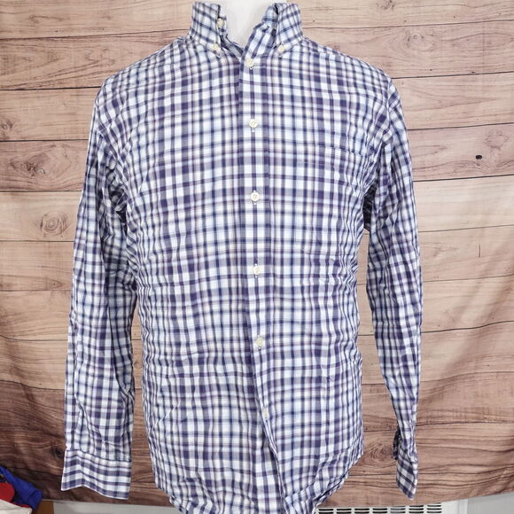ROUNDTREE & YORKE LONG SLEEVE PLAID BUTTON DOWN SHIRT MENS SZ L LARGE - Picture 3 of 6